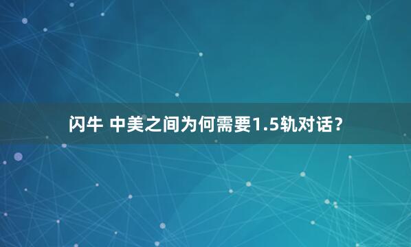 闪牛 中美之间为何需要1.5轨对话?
